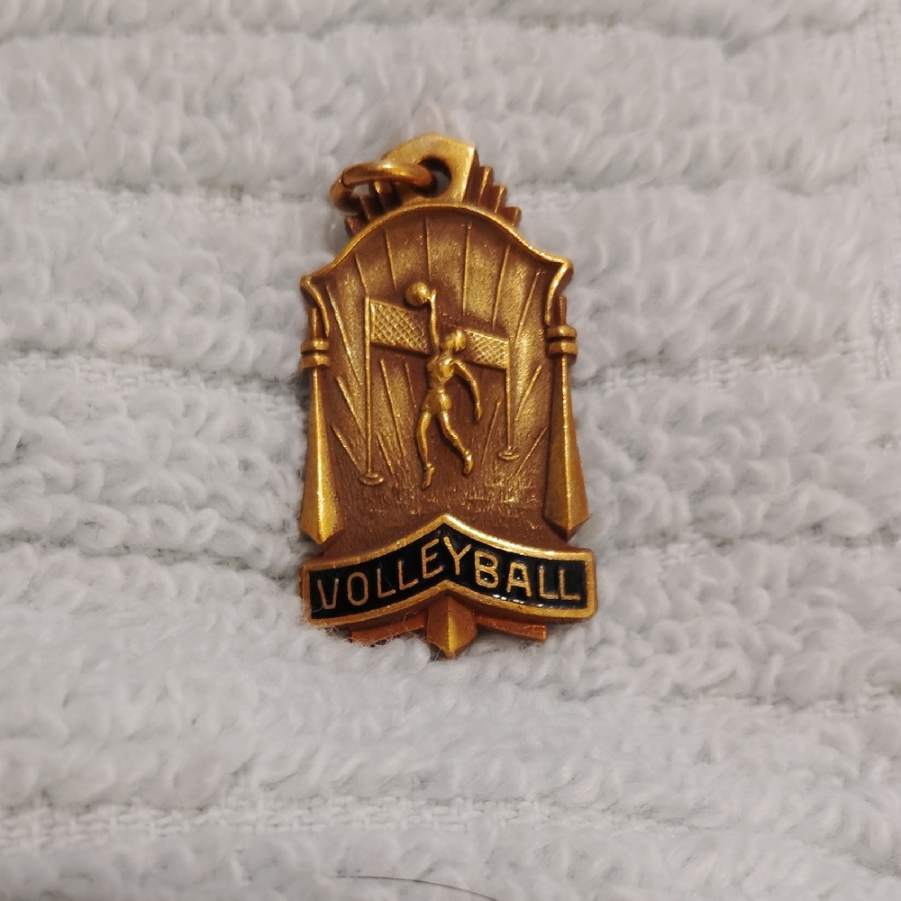 Vintage Gold Colored Volleyball Pendant